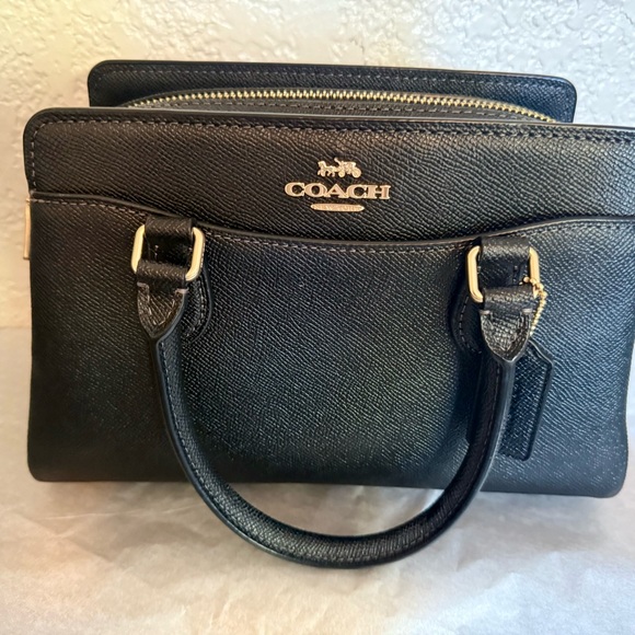 Coach Black Leather Satchel with Gold Accents - Picture 1 of 6